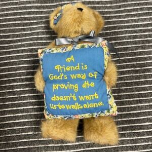 Boyds Collection Teddy Bear with Religious Friendship Quote Pillow Tan Plush